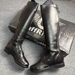 Tuffrider Womens Starter Back Zip Field Boots Synthetic Leather Size 9 slim